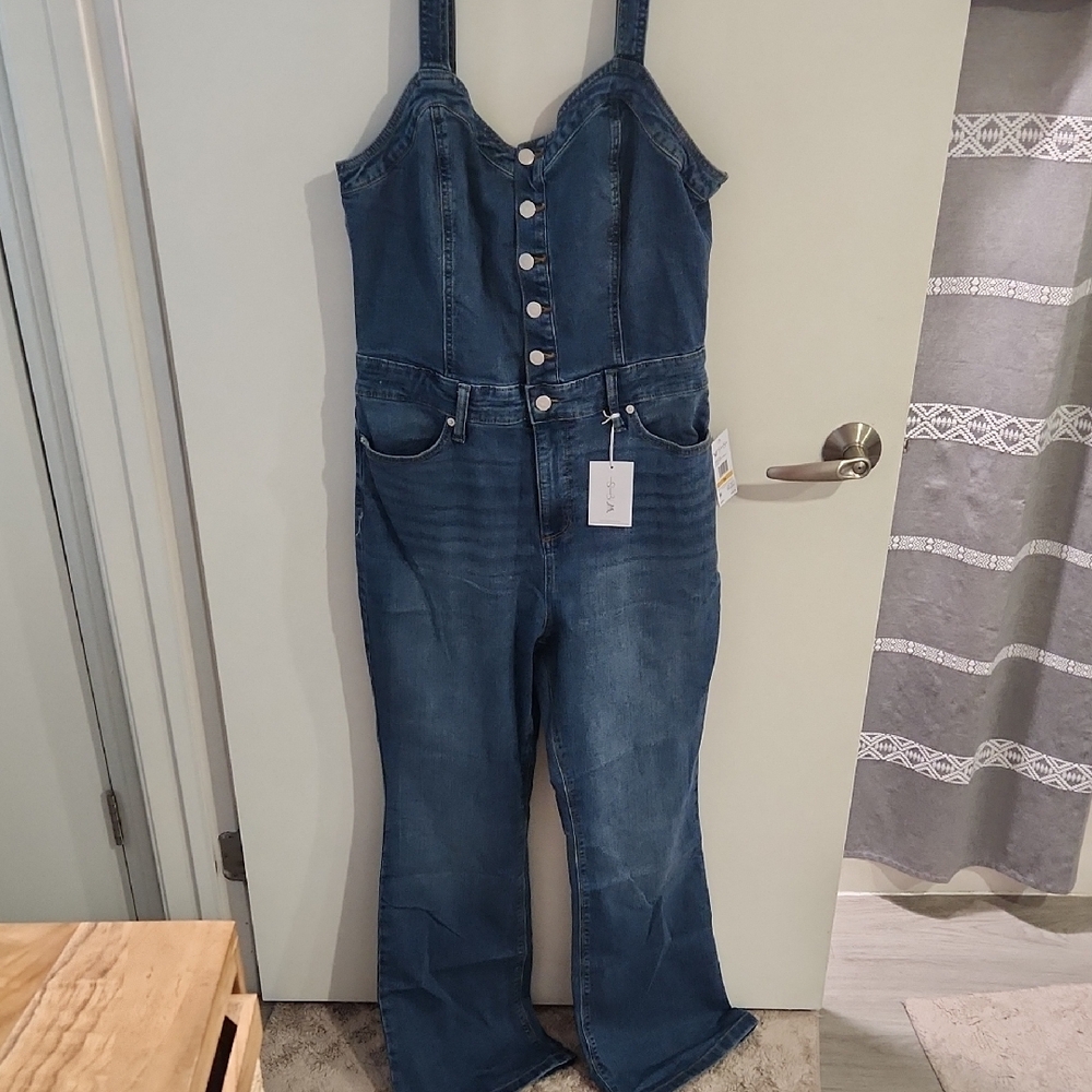 Denim Button-Up Jumpsuit